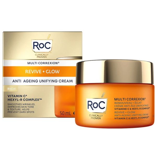 RoC Multi Correxion Renouveau + Éclat Crème Anti-Âge Unificatrice Riche 50 ml – Soin anti-taches et fermeté