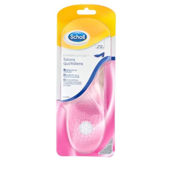 Scholl Semelles ExpertSupport Talons Quotidiens Taille 35-40,5 1 Paire – Amorti chaussures à talon