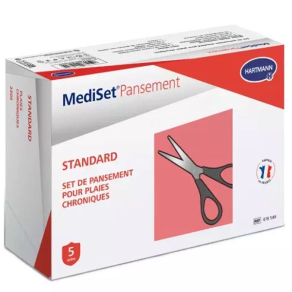 Mediset Pansement Standard avec Ciseaux - 1 set - Set de soins stérile complet pour la réfection de pansements