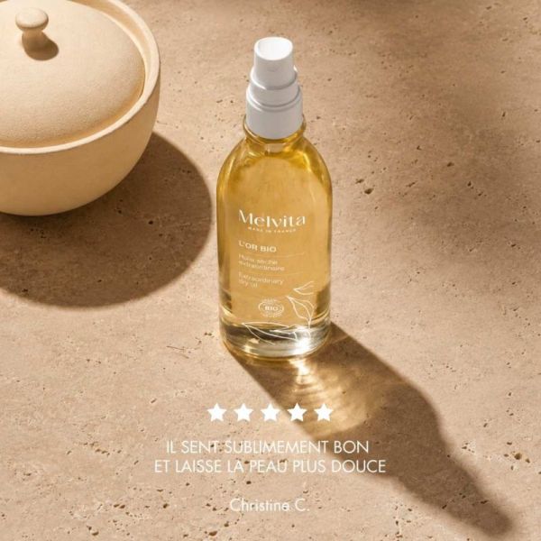 Melvita Huile Extraordinaire L'Or Bio 50 ml - Nutrition, éclat immédiat et effet gloss