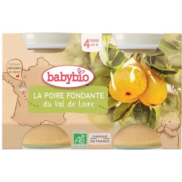 Babybio Compote La Poire Xénia Fondante du Val de Loire +4m Bio - 2 x 130g