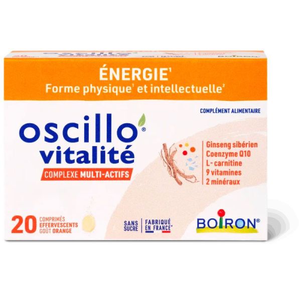 Boiron Oscillo Vitalité - 20 comprimés effervescents - Énergie, forme et concentration au quotidien
