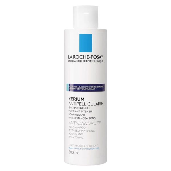 La Roche-Posay Kerium Shampooing Gel Antipelliculaire - 200 ml - Élimine les Pellicules Grasses