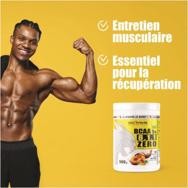 Eric Favre BCAA 8.1.1 ZERO Vegan 500g Kiwi-Poire – Récupération et entretien musculaire