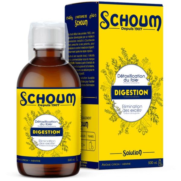 Les 3 Chênes Schoum Digestion - Solution Buvable de 500ml - Favorise la digestion et la détox du foie