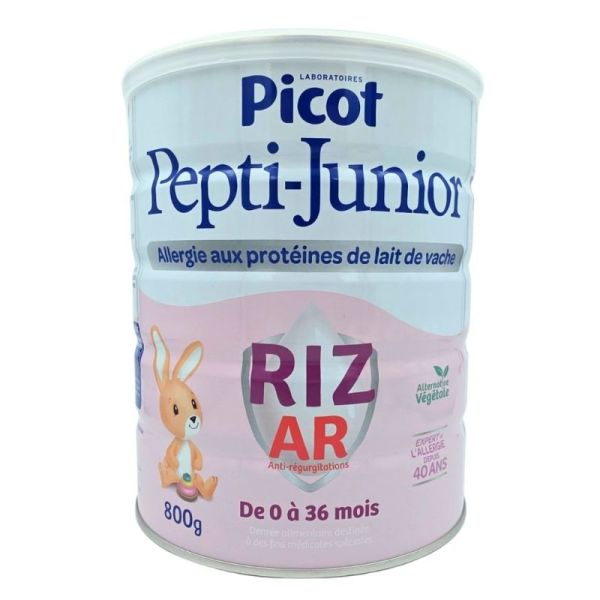 Picot Pepti-Junior Riz Anti Régurgitation 800g - Lait pour allergie aux protéines de lait de vache de 0 à 36 mois
