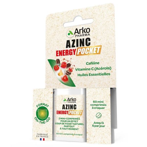 Arkopharma Azinc Energy Pocket Mini Effet Coup de Fouet - 60 Comprimés
