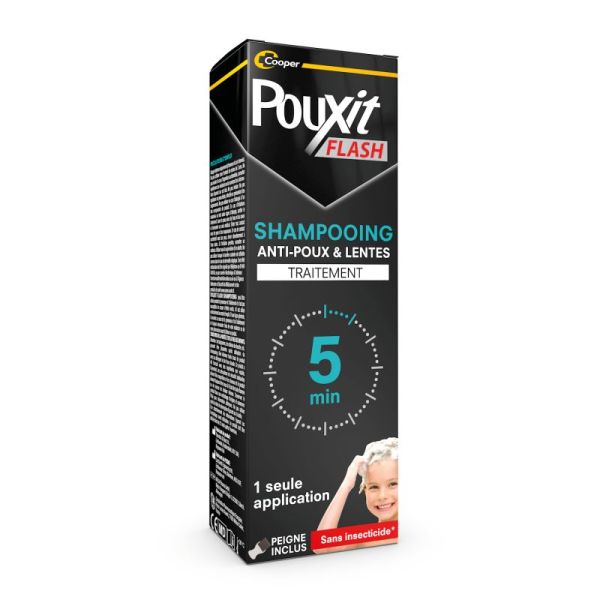 Pouxit Shampoing Flash Anti-Poux & Lentes - 100ml + Peigne - Efficacité rapide en 5 minutes