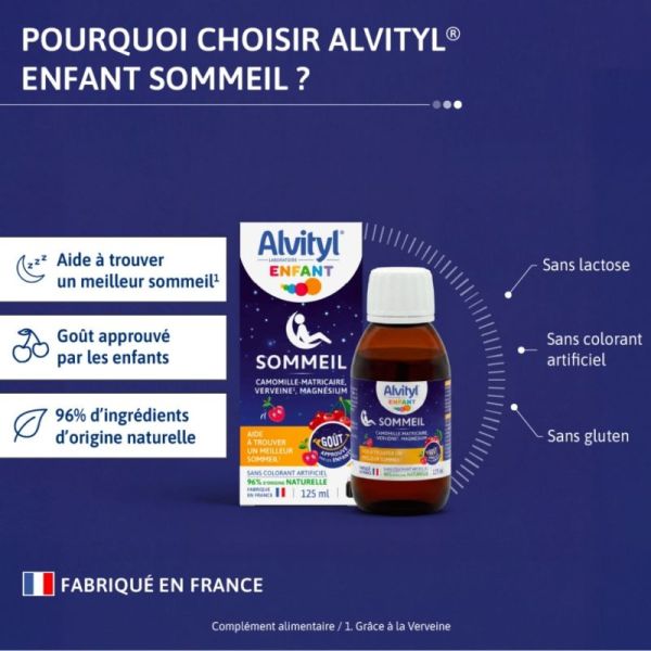 Alvityl Enfant Solution Buvable Sommeil en Forme de Sirop 125 ml - Goût Cerise