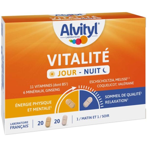 Alvityl Vitalité Jour-Nuit - 11 vitamines, 6 minéraux - Energie + Sommeil de qualité