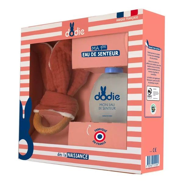 Dodie Coffret Eau de Senteur Bébé Terracotta - Hochet + Flacon de 50ml - 1 coffret