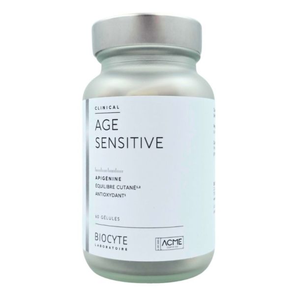 Biocyte Clinical Age Sensitive 60 gélules - Equilibre cutané, grain de peau et protection antioxydante