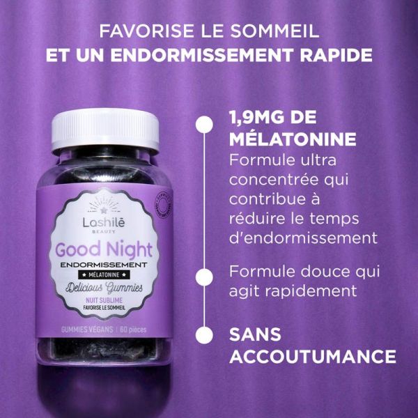 Lashilé Beauty Good Night - Nuit Sublime - Complément à la Mélatonine - 60 Gummies