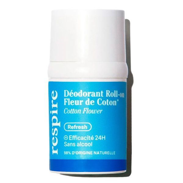 Respire Déodorant Roll-On Efficacité 24h - 15 ml - Fleur de Coton - Protection 24h naturelle