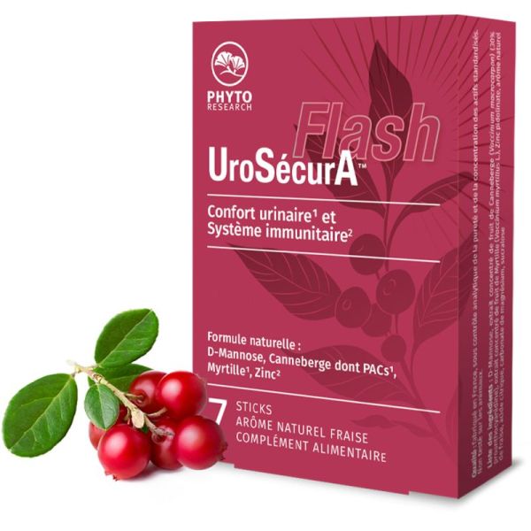 PhytoResearch UroSecura Flash - 7 sticks - Action rapide contre les gênes urinaires