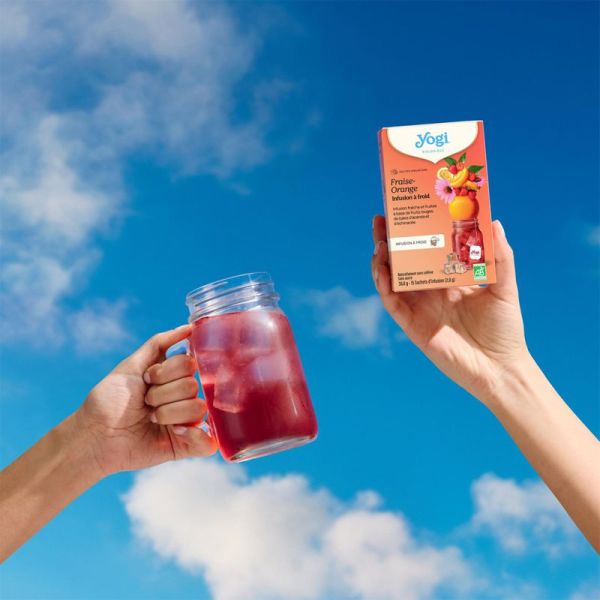 Yogi Tea Infusions À Froid Fraise Orange Bio 15 Sachets – Éclat et vitamine C