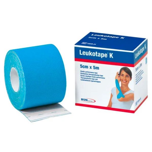 Essity Leukotape K Bande Taping de Kinésiologie - 1 unité - 5 cm x 5 m - Couleur : Bleu