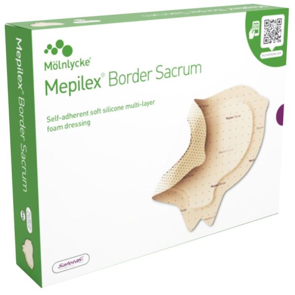 Molnlycke Health Care Mepilex Border Sacrum - 22 x 25 cm -  10 pansements - Prévention des escarres et cicatrisation en milieu humide