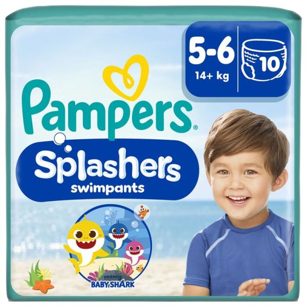 Pampers Splashers Couches-Culottes de Bain Taille 5-6 + de 14kg Baby Shark - 10 couches – Confort et anti-gonflement