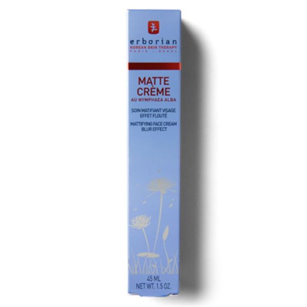 Erborian Matte Crème 45ml – Base de teint et soin matifiant effet flouté au Nénuphar Blanc