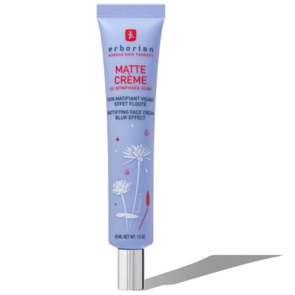Erborian Matte Crème 45ml – Base de teint et soin matifiant effet flouté au Nénuphar Blanc