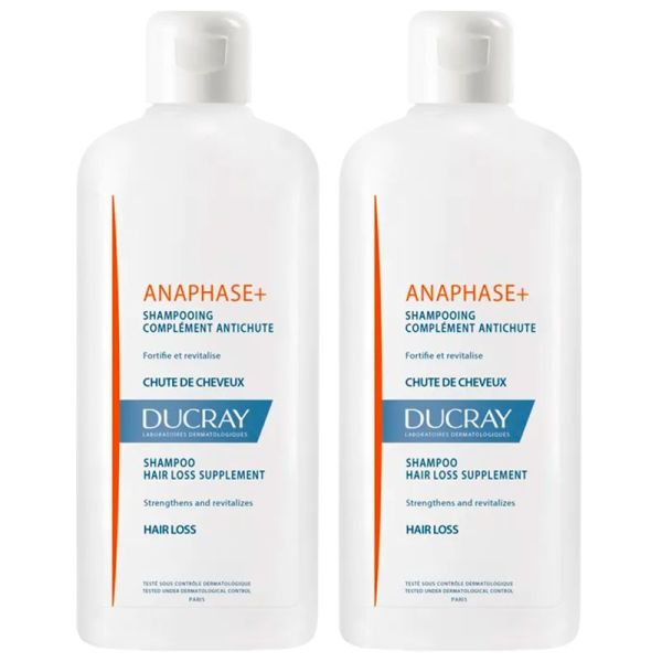 Ducray Anaphase+ Shampooing Antichute et Croissance - 2x400ml - Freine la chute & favorise la repousse