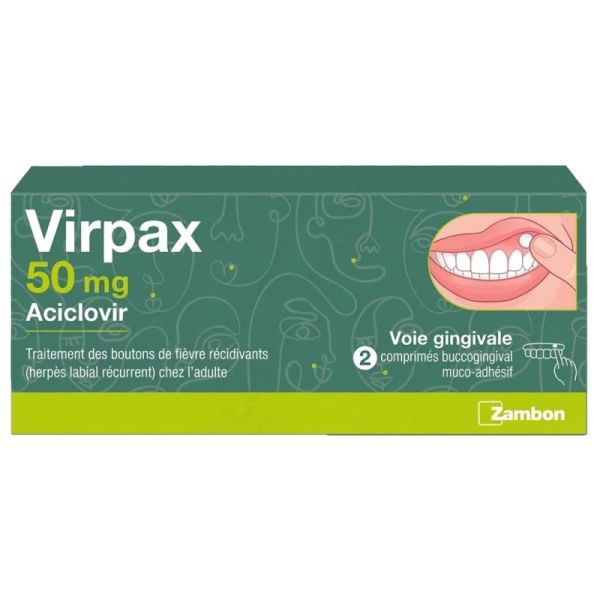 Virpax 50 mg Aciclovir - 2 comprimés