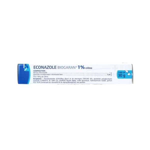Biogaran Econazole 1% Crème - Mycoses Peau, Ongles et Cheveux - Tube de 30g