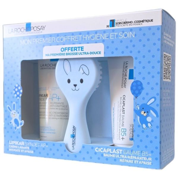 La Roche-Posay Mon Premier Coffret Hygiène et Soin - Lipikar Syndet AP+, Cicaplast Baume B5+, Brosse OFFERTE