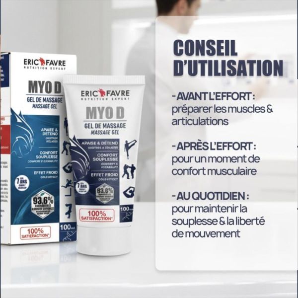 Eric Favre Myo D Gel de Massage 100ml – Décontractant muscles et articulations