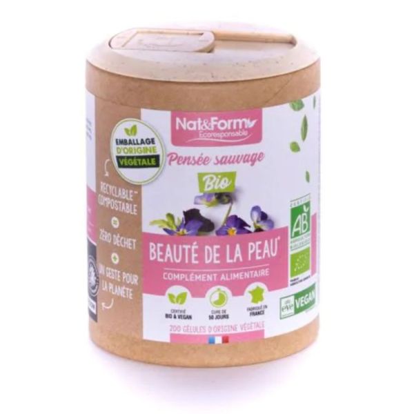 Nat&Form Écoresponsable Pensée Sauvage Bio Beauté de la Peau - 200 Gélules