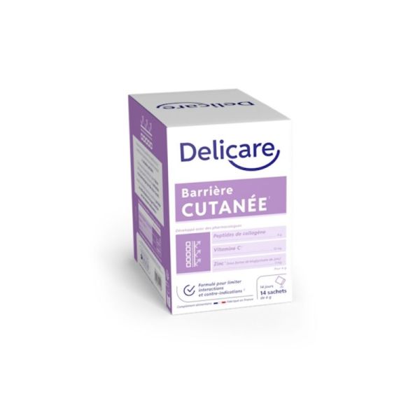 Delicare Barrière Cutanée 14 sachets - Collagène, vitamine c et zinc pour la peau fragilisée