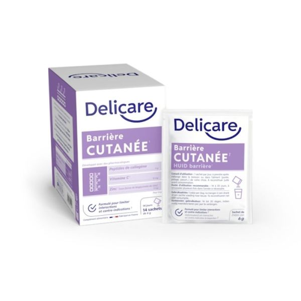 Delicare Barrière Cutanée 14 sachets - Collagène, vitamine c et zinc pour la peau fragilisée