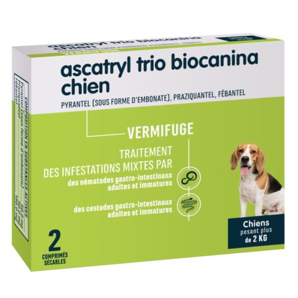 Biocanina Vermifuge Ascatryl Trio pour Chiens - 2 Comprimés