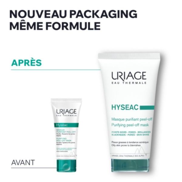 Uriage Hyséac Masque Purifiant Peel-off 50 ml - Resserre les pores et matifie la peau