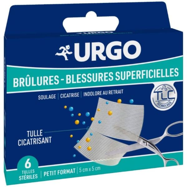 Urgo Tulles Brûlures & Blessures Superficielles 5 × 5 cm - 6 Tulles Stériles