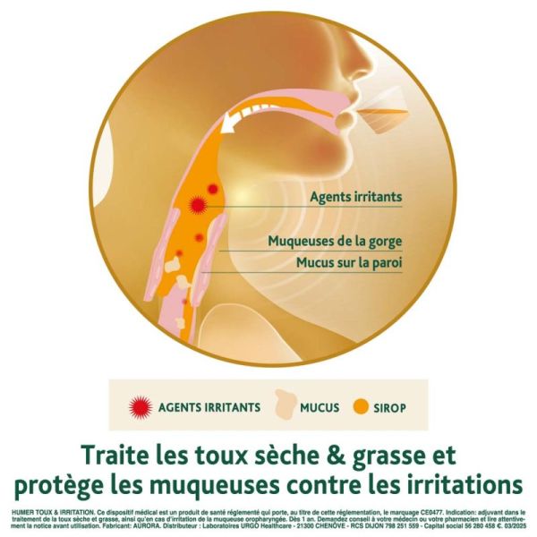 Humer Toux et Irritation - Sirop pour la Toux Sèche et Grasse - 100ml - Soulage et protège