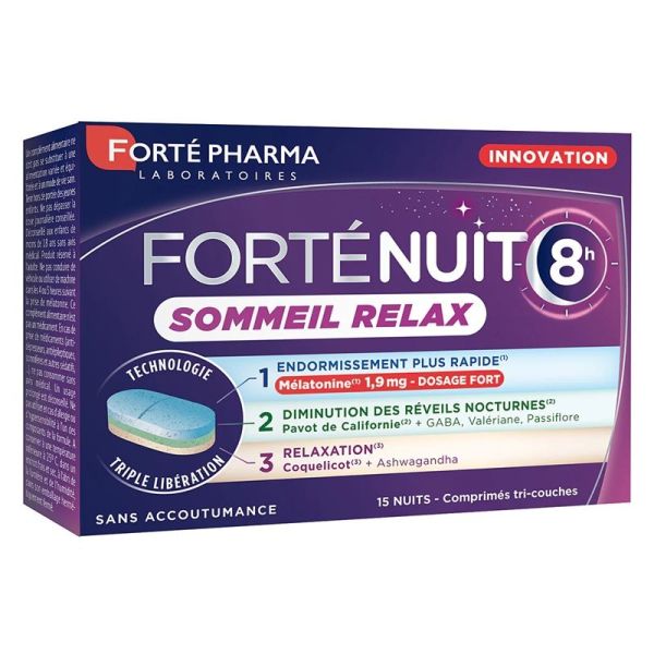 Forté Pharma Forté Nuit 8H Triple Action Sommeil Relax - 15 Comprimés