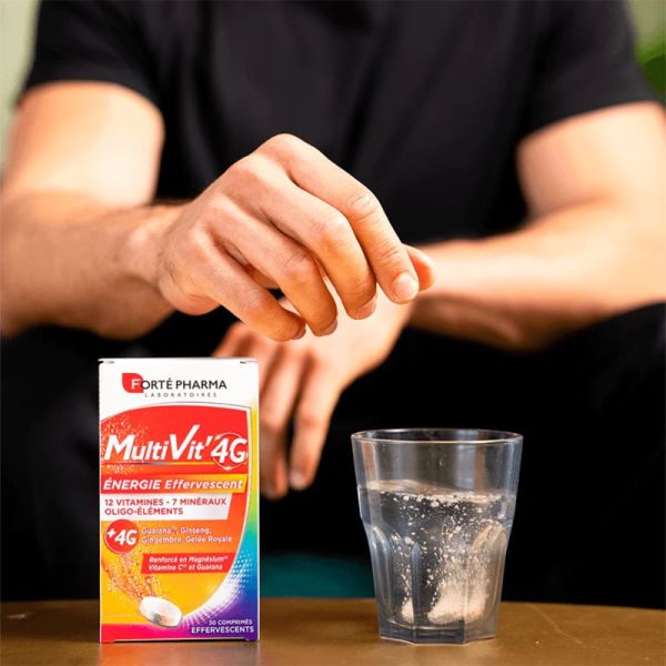 Forté Pharma MultiVit'4G Energie - 30 Comprimés Effervescents - Vitalité immédiate et réduction de la fatigue