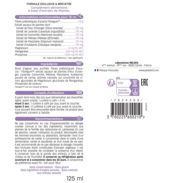 Pédiakid Sirop Sommeil 125 ml – Favoriser l'endormissement et un sommeil naturel