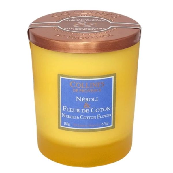 Collines de Provence Bougie Parfumée Néroli & Fleur de Coton 180 g – parfum doux et apaisant