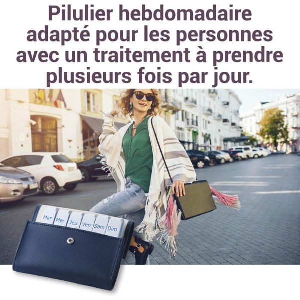 Pilbox Liberty Pilulier Semainier - Couleur : Fauve - Réduit les Risques d'Oubli - 1 pièce