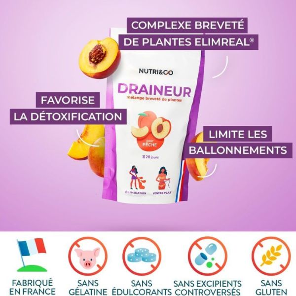 Nutri&Co Draineur Élimination & Ventre Plat 28 jours Pêche - 100g