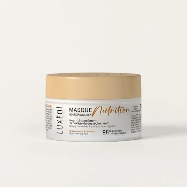 Luxéol Masque Nutrition Pot 200 ml - Nourrit intensément, répare la fibre capillaire et apporte douceur et souplesse aux cheveux secs à très secs