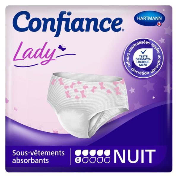 Confiance Lady Sous-Vêtements Absorbants 6G Nuit Taille M - 8 unités 