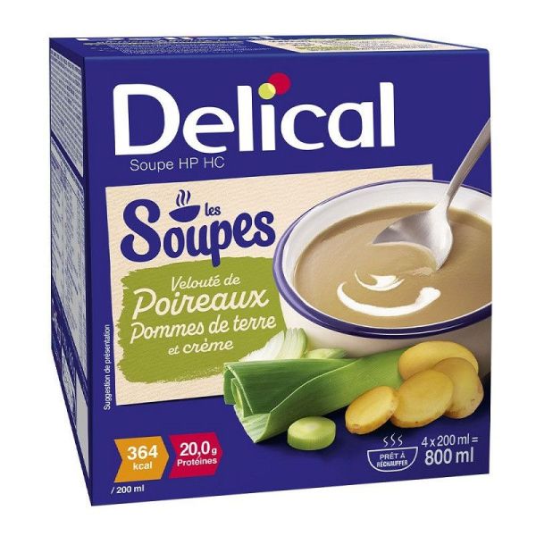 Delical Soupe Hyperprotidique Hypercalorique Poireaux Pommes de Terre - 4 x 200ml