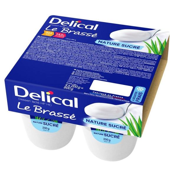 Delical Dessert Lacté HP/HC Le Brassé Nature Sucré - 4 x 200g