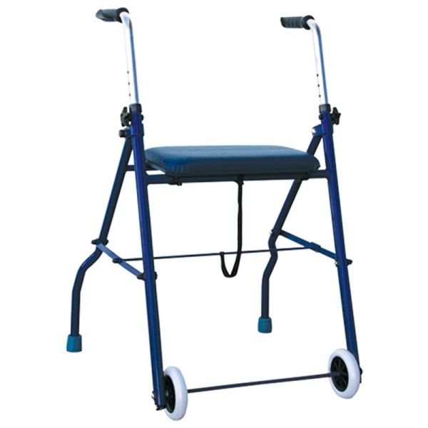Euromedis Rollator 2 Roues Pliant avec Siège Bleu – Aide à la marche