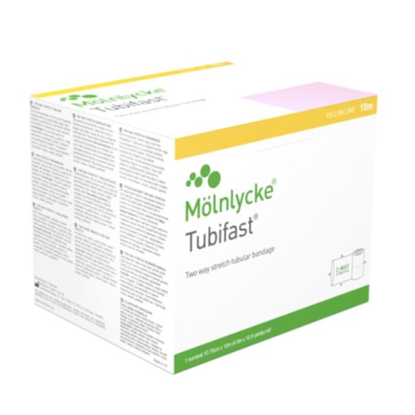 Molnlycke Health Care Tubifast Jaune - 10 m x 10,75 cm - Maintien fiable des pansements