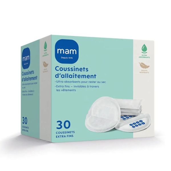 MAM Coussinets d'Allaitement Souples & Respirants - Boîte de 30 Coussinets